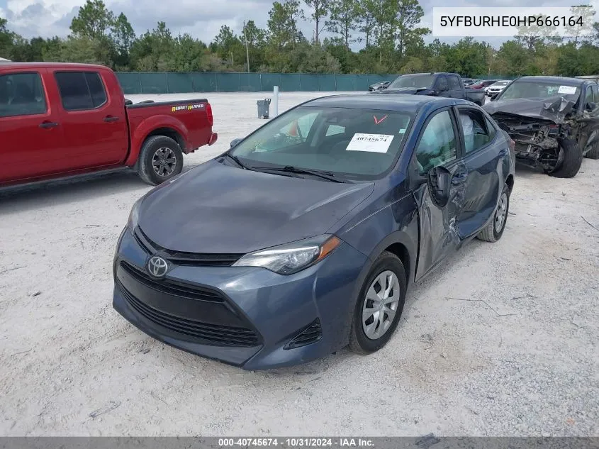 2017 Toyota Corolla L VIN: 5YFBURHE0HP666164 Lot: 40745674