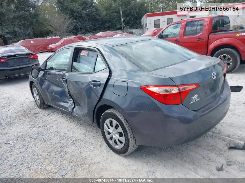 2017 Toyota Corolla L VIN: 5YFBURHE0HP666164 Lot: 40745674