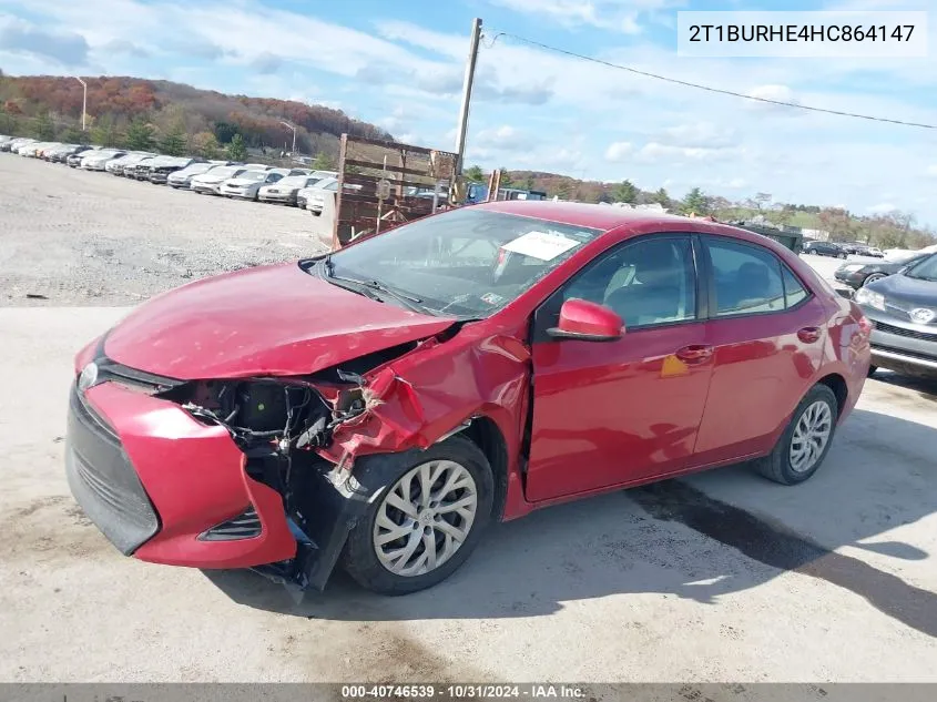 2017 Toyota Corolla Le VIN: 2T1BURHE4HC864147 Lot: 40746539