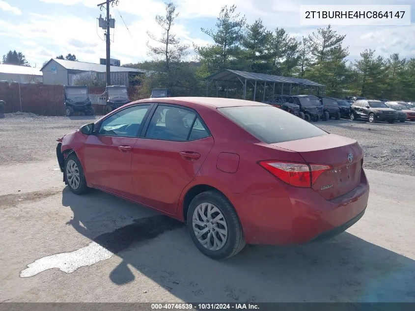 2017 Toyota Corolla Le VIN: 2T1BURHE4HC864147 Lot: 40746539