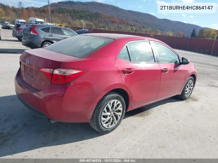 2017 Toyota Corolla Le VIN: 2T1BURHE4HC864147 Lot: 40746539