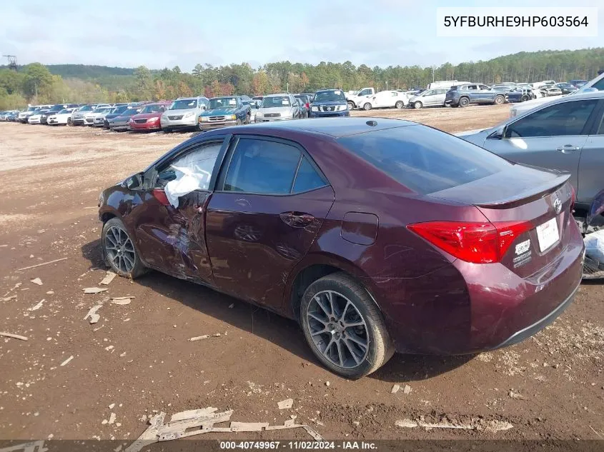 2017 Toyota Corolla Se Special Edition VIN: 5YFBURHE9HP603564 Lot: 40749967