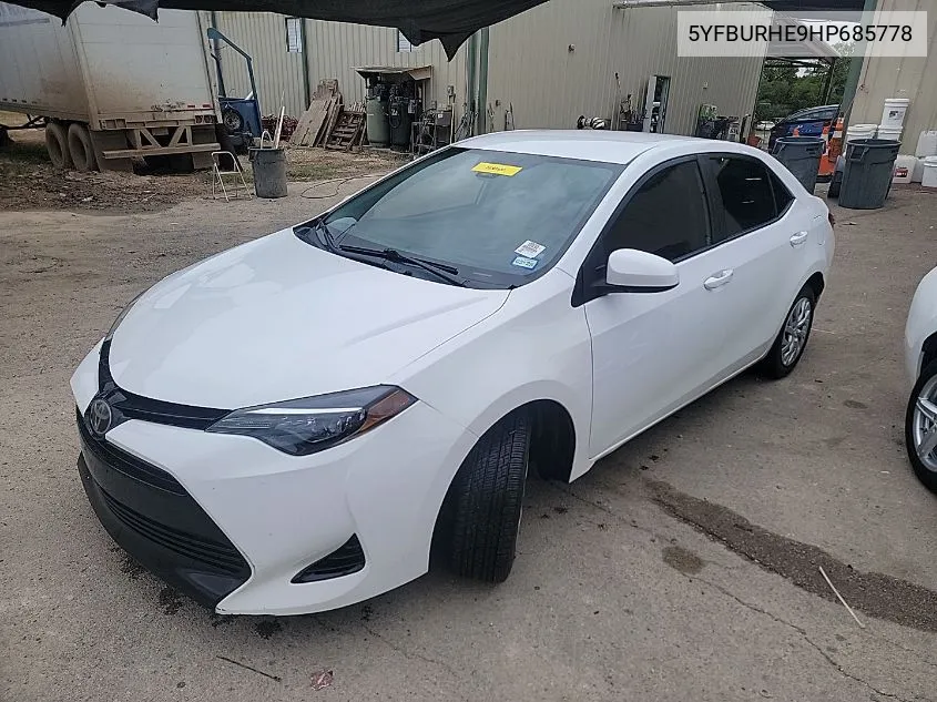 2017 Toyota Corolla L/Le/Xle/Se/Xse VIN: 5YFBURHE9HP685778 Lot: 40751447