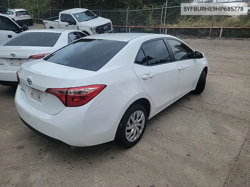 2017 Toyota Corolla L/Le/Xle/Se/Xse VIN: 5YFBURHE9HP685778 Lot: 40751447