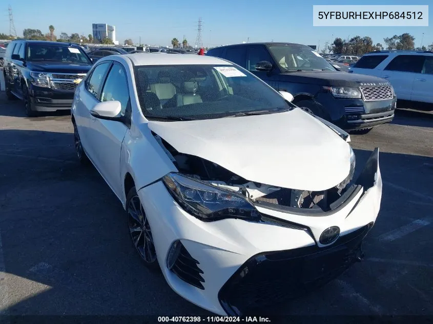 2017 Toyota Corolla Se VIN: 5YFBURHEXHP684512 Lot: 40762398