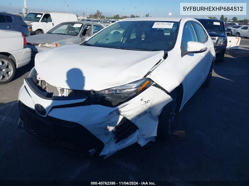 2017 Toyota Corolla Se VIN: 5YFBURHEXHP684512 Lot: 40762398