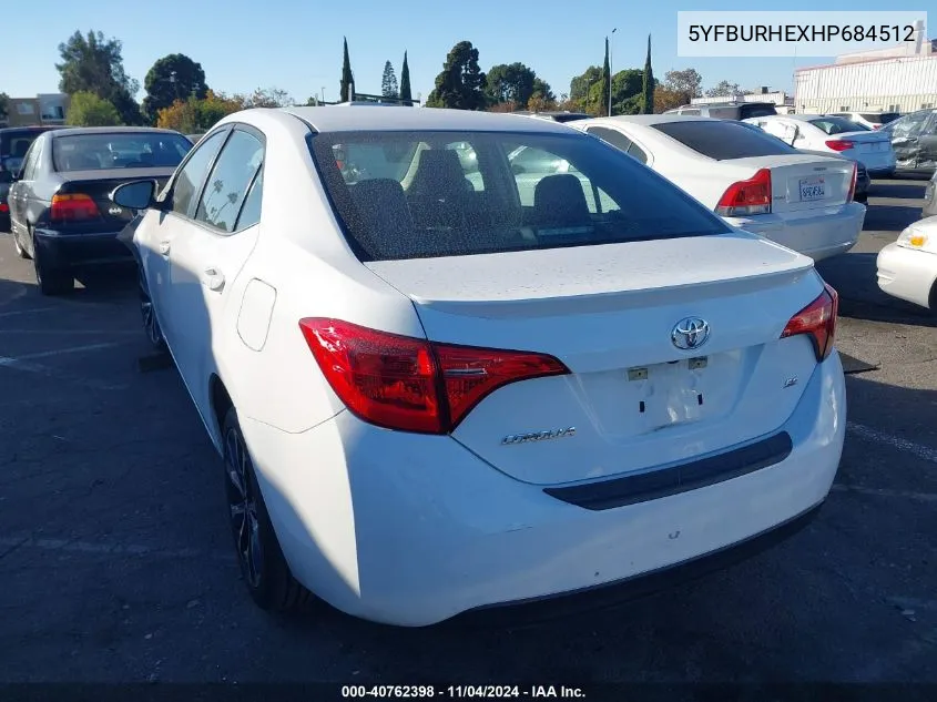 2017 Toyota Corolla Se VIN: 5YFBURHEXHP684512 Lot: 40762398