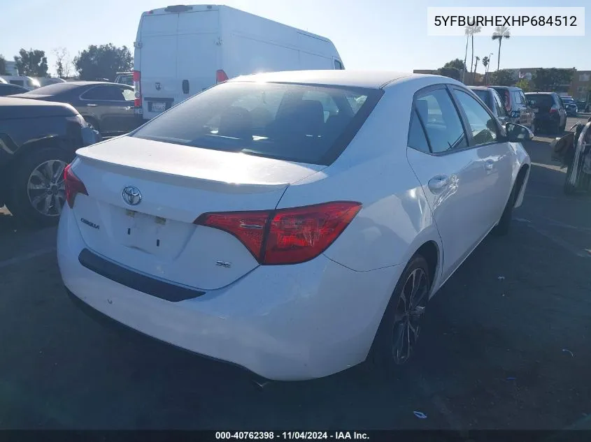 2017 Toyota Corolla Se VIN: 5YFBURHEXHP684512 Lot: 40762398