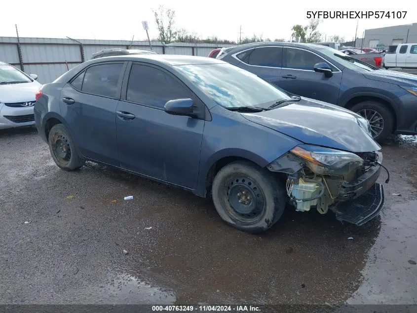 2017 Toyota Corolla Le VIN: 5YFBURHEXHP574107 Lot: 40763249