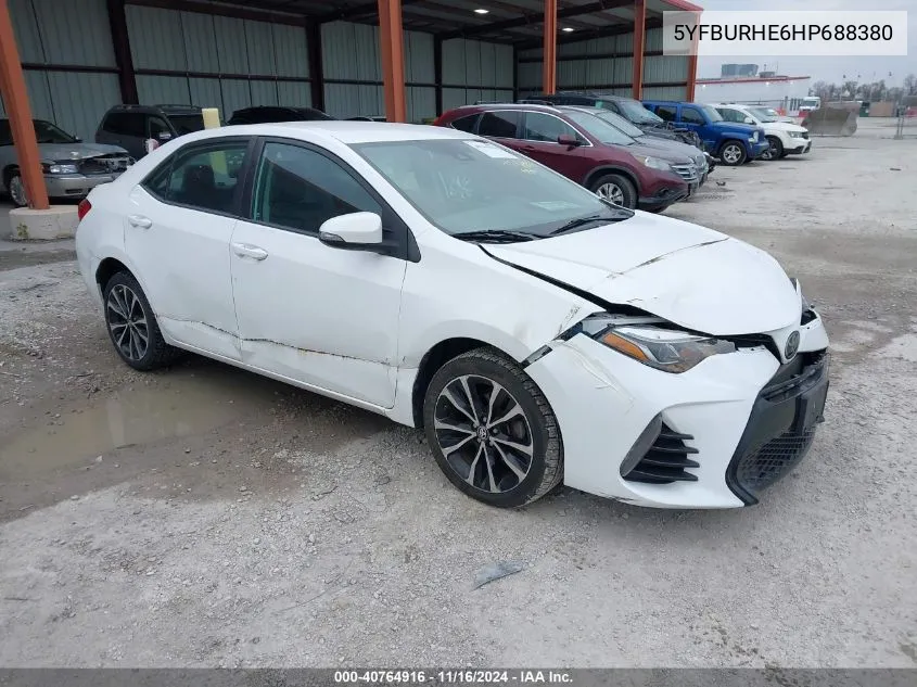 2017 Toyota Corolla Se VIN: 5YFBURHE6HP688380 Lot: 40764916