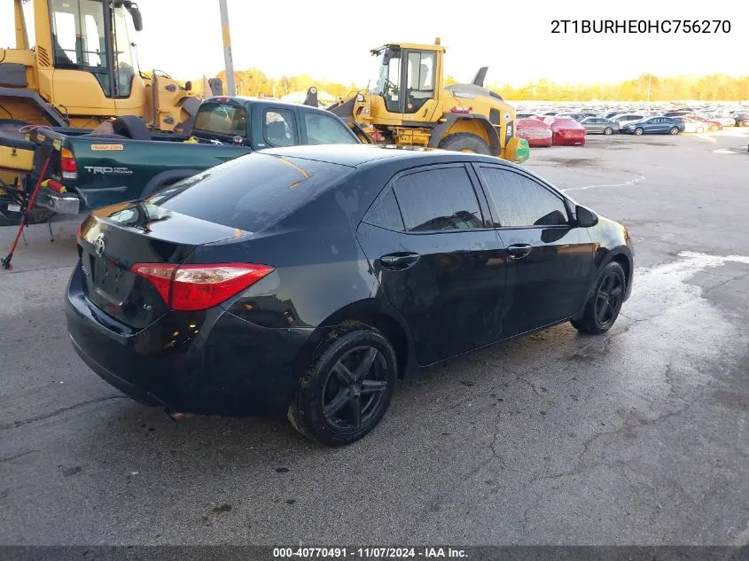 2017 Toyota Corolla Le VIN: 2T1BURHE0HC756270 Lot: 40770491