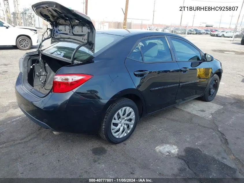 2017 Toyota Corolla Le VIN: 2T1BURHE8HC925807 Lot: 40777801