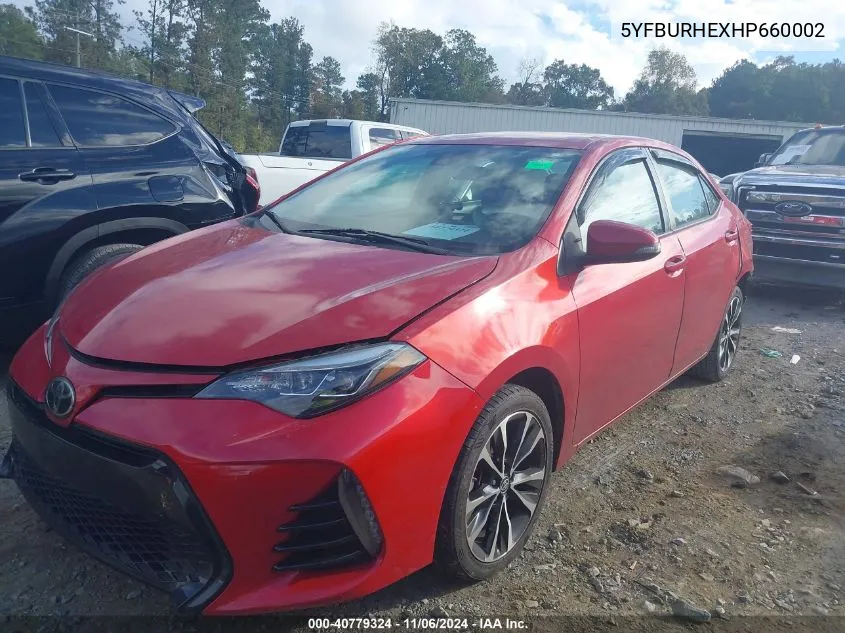 2017 Toyota Corolla Se VIN: 5YFBURHEXHP660002 Lot: 40779324