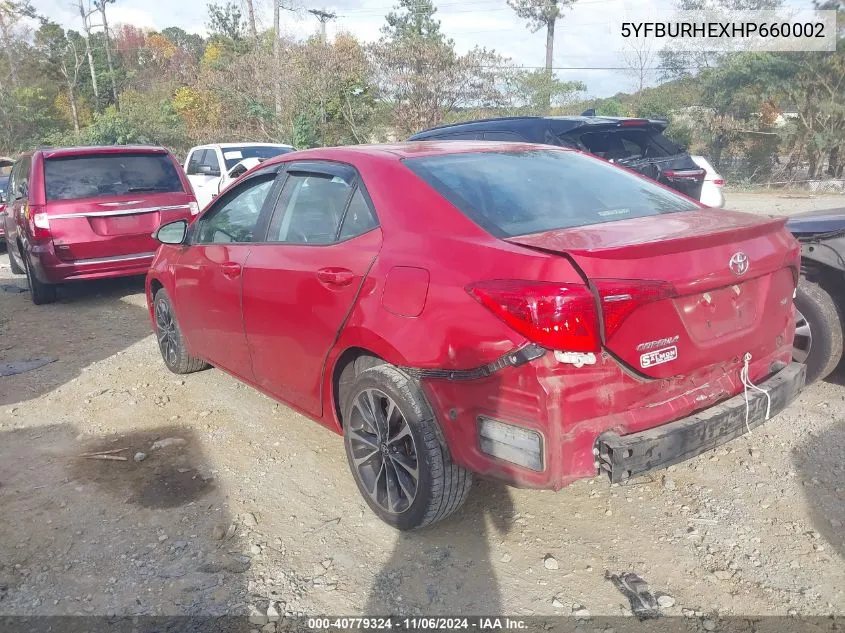 2017 Toyota Corolla Se VIN: 5YFBURHEXHP660002 Lot: 40779324