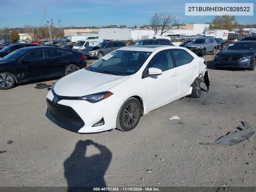 2017 Toyota Corolla L/Le/Xle/Se/Xse VIN: 2T1BURHE0HC828522 Lot: 40781362