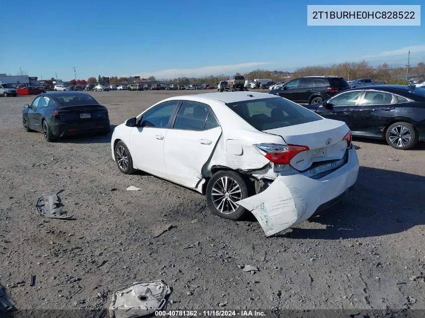 2017 Toyota Corolla L/Le/Xle/Se/Xse VIN: 2T1BURHE0HC828522 Lot: 40781362