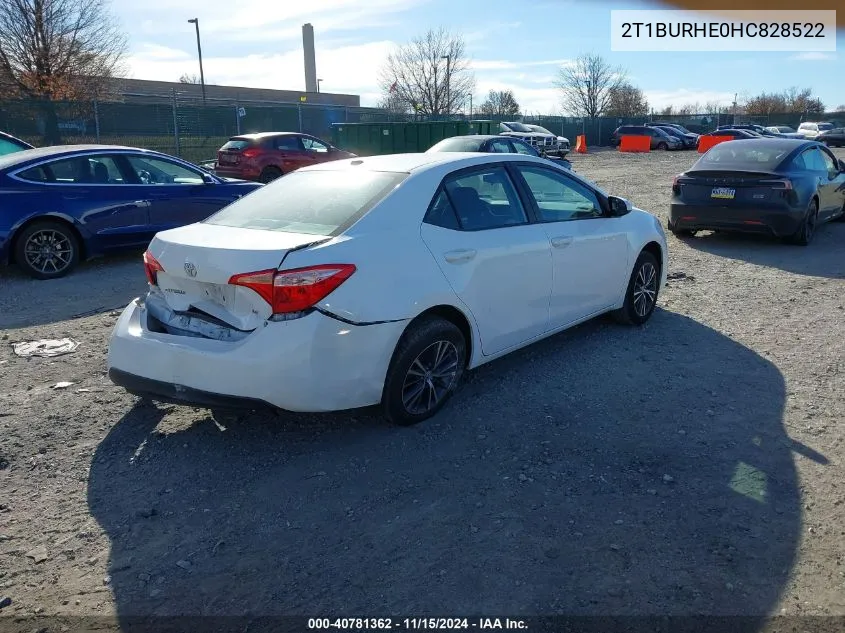 2017 Toyota Corolla L/Le/Xle/Se/Xse VIN: 2T1BURHE0HC828522 Lot: 40781362