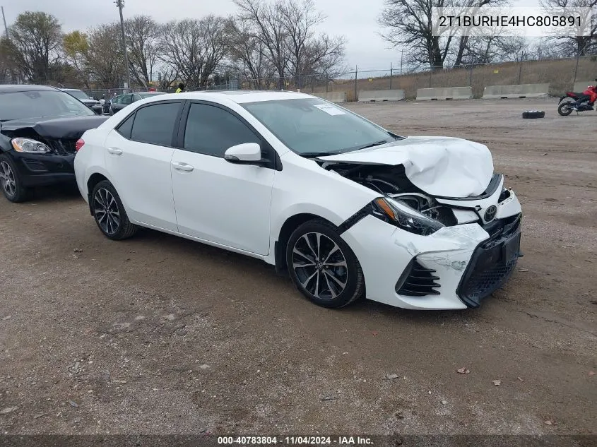 2017 Toyota Corolla L/Le/Xle/Se/Xse VIN: 2T1BURHE4HC805891 Lot: 40783804