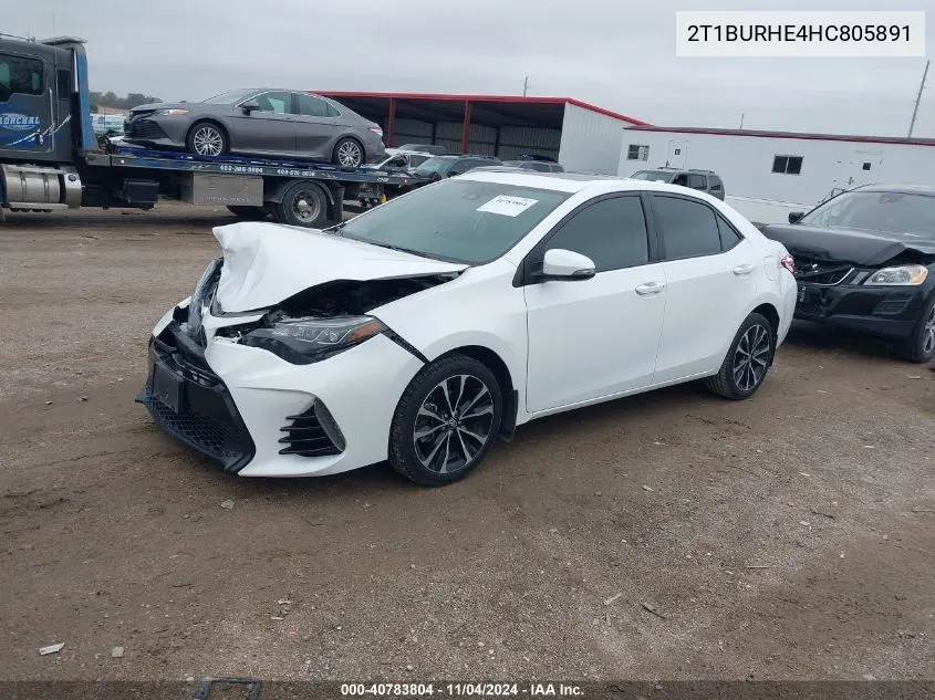 2017 Toyota Corolla L/Le/Xle/Se/Xse VIN: 2T1BURHE4HC805891 Lot: 40783804