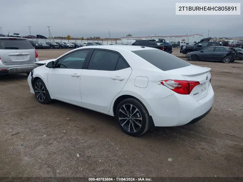 2017 Toyota Corolla L/Le/Xle/Se/Xse VIN: 2T1BURHE4HC805891 Lot: 40783804