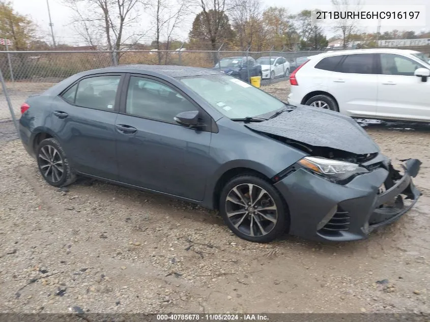 2017 Toyota Corolla Se VIN: 2T1BURHE6HC916197 Lot: 40785678