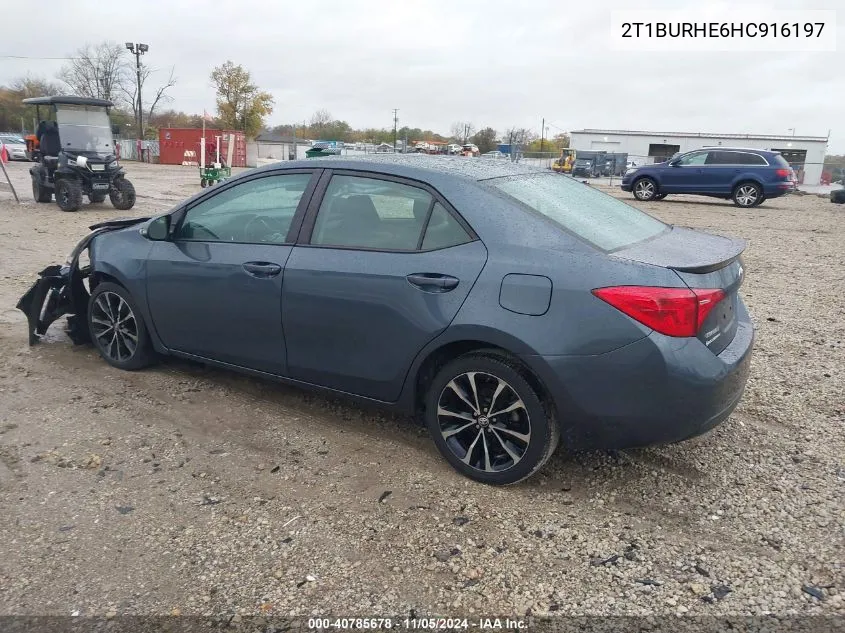 2017 Toyota Corolla Se VIN: 2T1BURHE6HC916197 Lot: 40785678