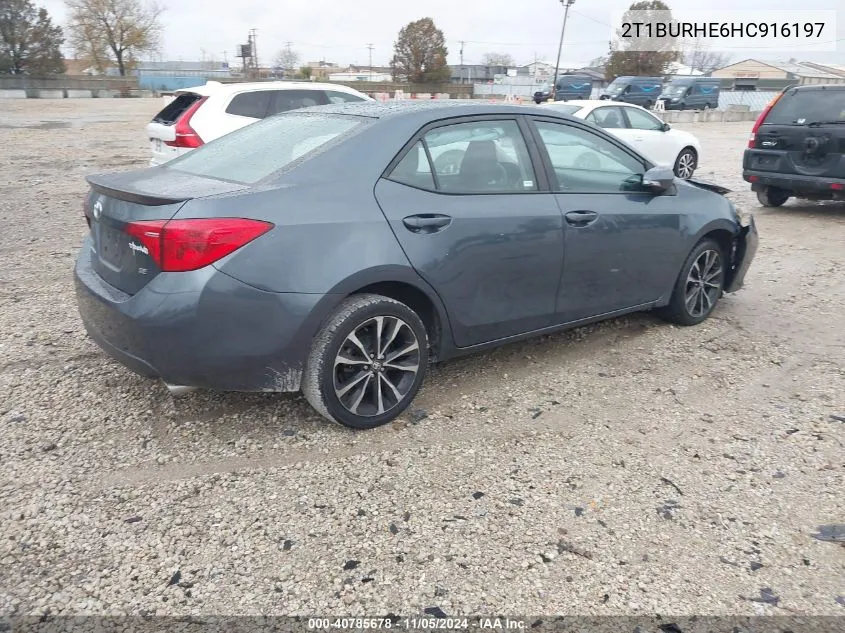 2017 Toyota Corolla Se VIN: 2T1BURHE6HC916197 Lot: 40785678