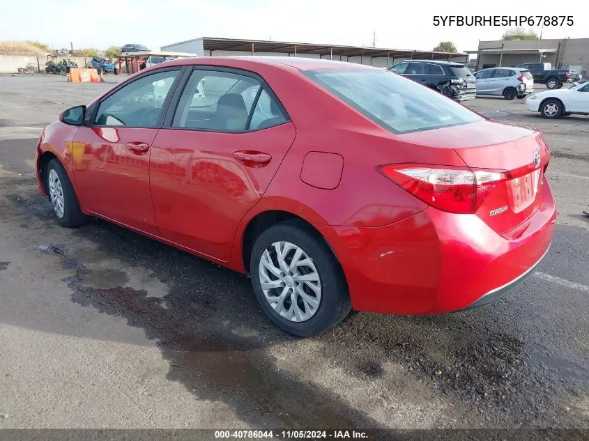 2017 Toyota Corolla Le VIN: 5YFBURHE5HP678875 Lot: 40786044