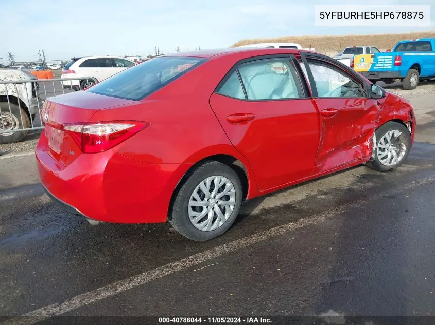 2017 Toyota Corolla Le VIN: 5YFBURHE5HP678875 Lot: 40786044