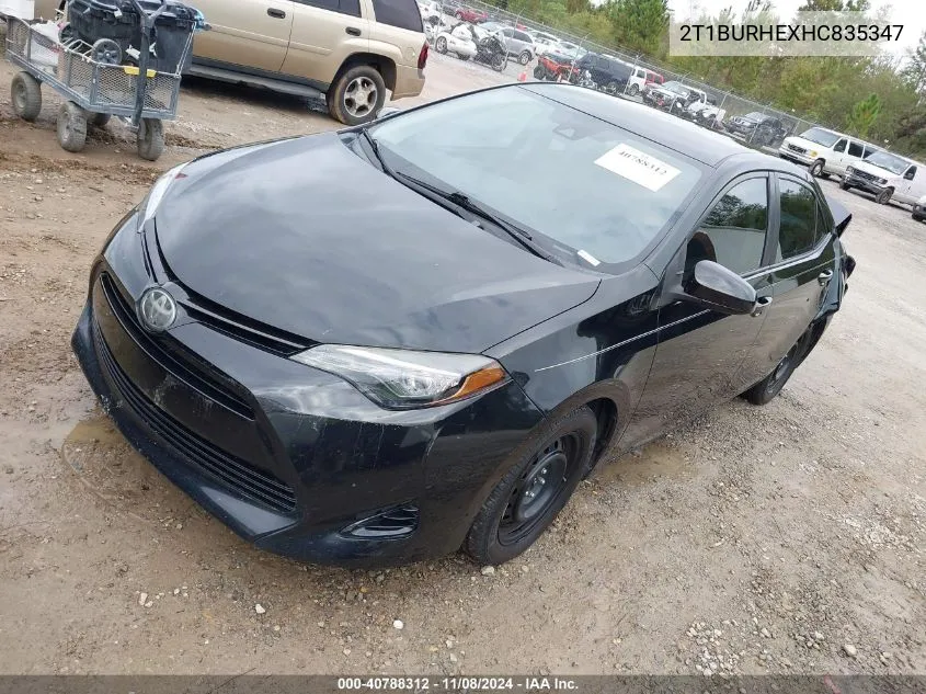 2017 Toyota Corolla Le VIN: 2T1BURHEXHC835347 Lot: 40788312