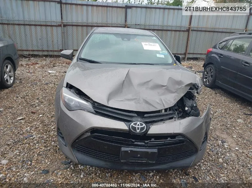 2017 Toyota Corolla Le VIN: 2T1BURHEXHC843755 Lot: 40788483