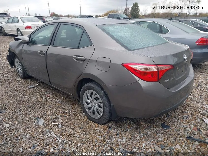 2017 Toyota Corolla Le VIN: 2T1BURHEXHC843755 Lot: 40788483