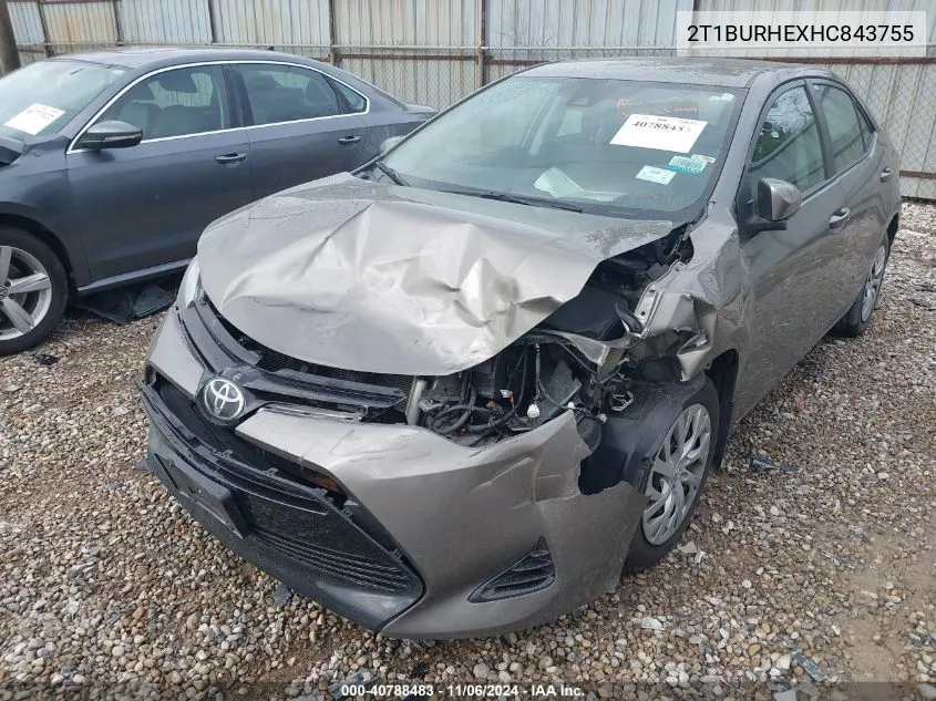 2017 Toyota Corolla Le VIN: 2T1BURHEXHC843755 Lot: 40788483