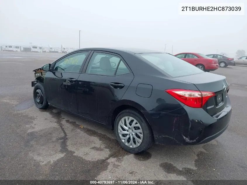 2017 Toyota Corolla Le VIN: 2T1BURHE2HC873039 Lot: 40793697