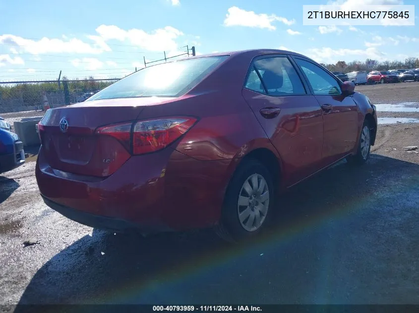 2017 Toyota Corolla Le VIN: 2T1BURHEXHC775845 Lot: 40793959