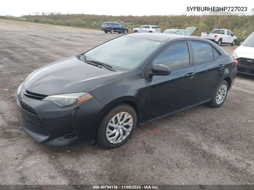 2017 Toyota Corolla Le VIN: 5YFBURHE3HP727023 Lot: 40794136