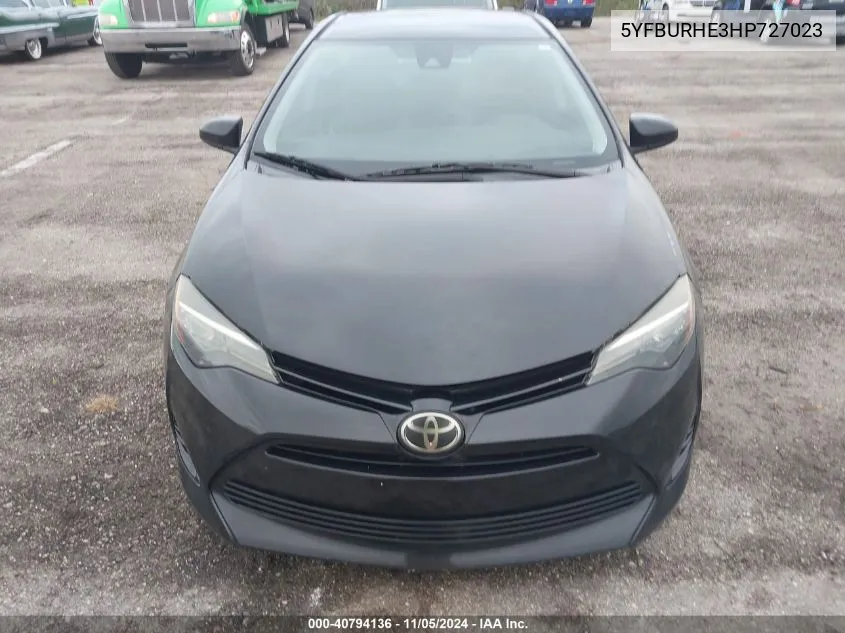 2017 Toyota Corolla Le VIN: 5YFBURHE3HP727023 Lot: 40794136