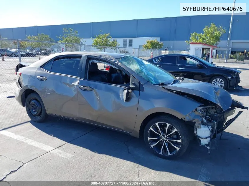 2017 Toyota Corolla Se VIN: 5YFBURHE7HP640676 Lot: 40797727