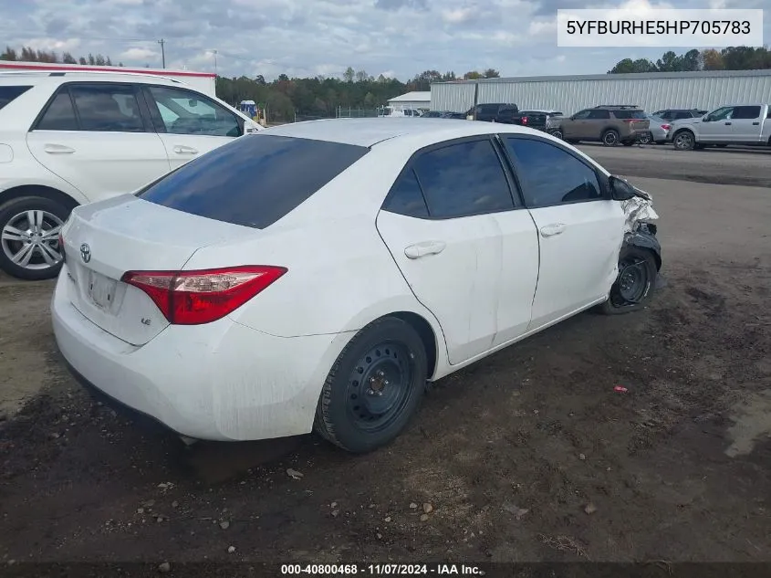 2017 Toyota Corolla Le VIN: 5YFBURHE5HP705783 Lot: 40800468