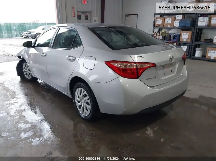 2017 Toyota Corolla Le VIN: 5YFBURHE8HP686615 Lot: 40802636