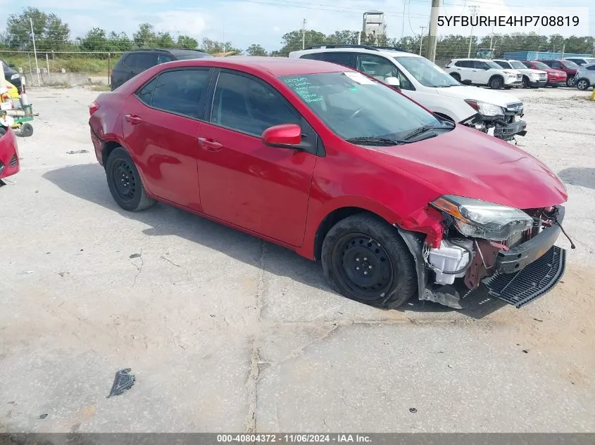 2017 Toyota Corolla Le VIN: 5YFBURHE4HP708819 Lot: 40804372