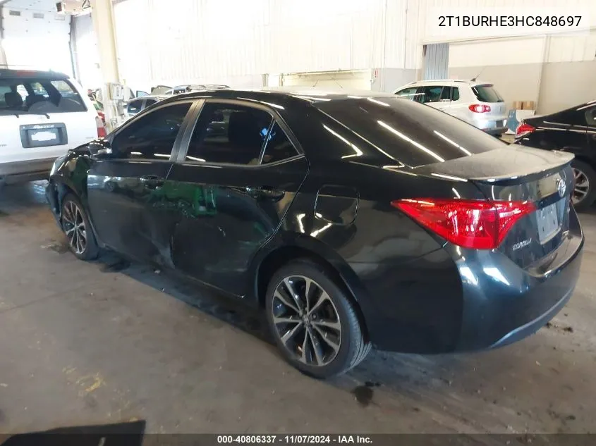 2017 Toyota Corolla Se VIN: 2T1BURHE3HC848697 Lot: 40806337