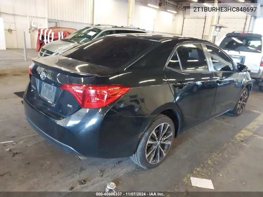 2017 Toyota Corolla Se VIN: 2T1BURHE3HC848697 Lot: 40806337