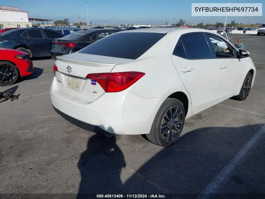 2017 Toyota Corolla Se VIN: 5YFBURHE5HP697734 Lot: 40813409