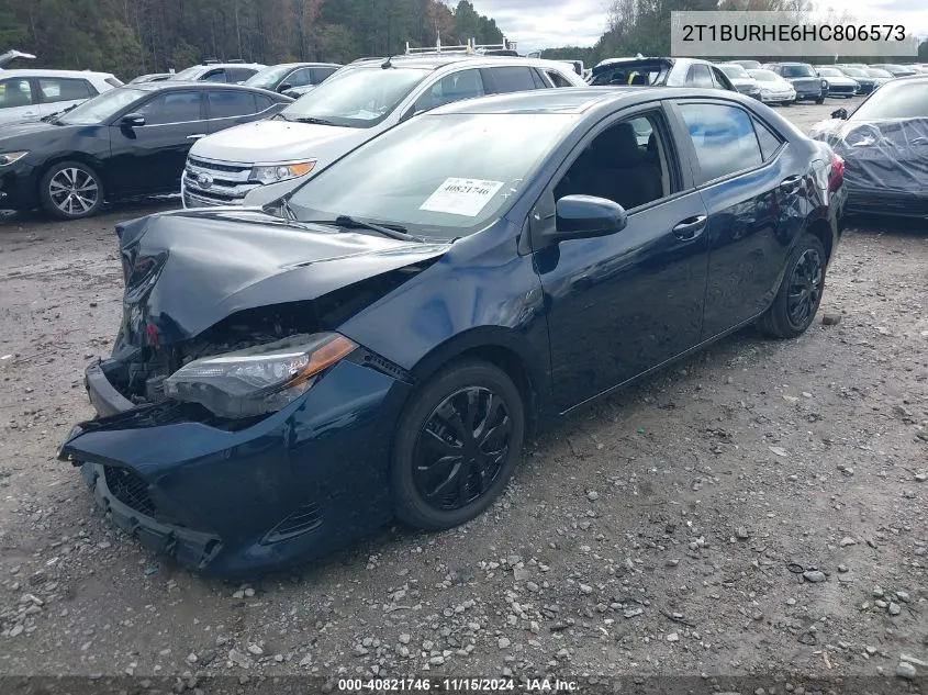 2017 Toyota Corolla Le VIN: 2T1BURHE6HC806573 Lot: 40821746