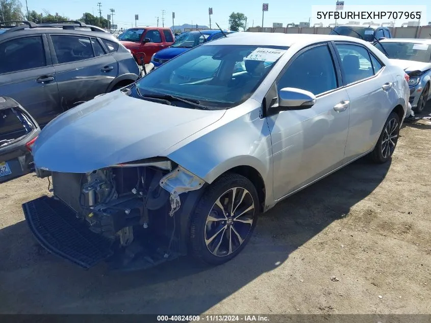 2017 Toyota Corolla Se VIN: 5YFBURHEXHP707965 Lot: 40824509