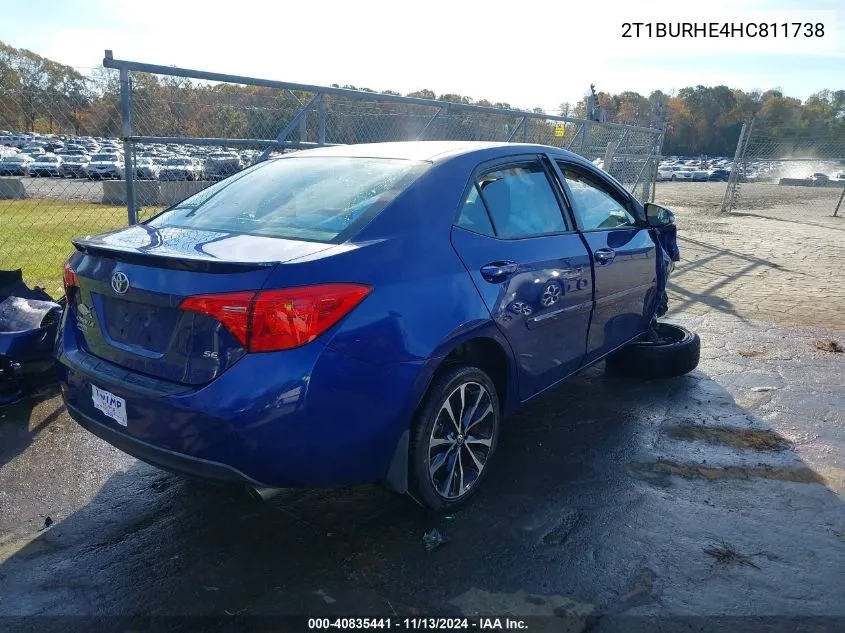 2017 Toyota Corolla Se VIN: 2T1BURHE4HC811738 Lot: 40835441