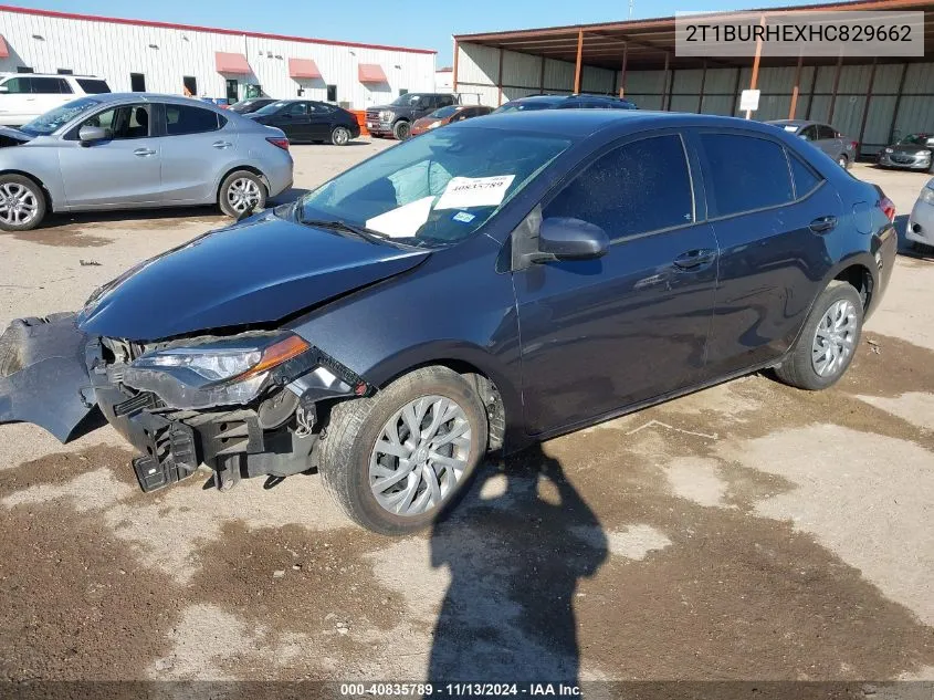 2017 Toyota Corolla Le VIN: 2T1BURHEXHC829662 Lot: 40835789