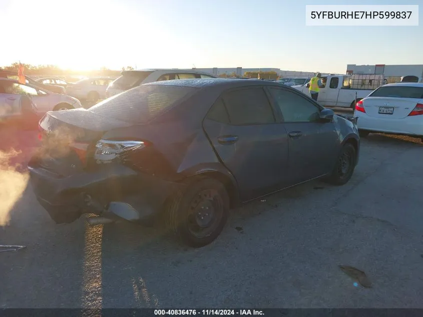 2017 Toyota Corolla Le VIN: 5YFBURHE7HP599837 Lot: 40836476