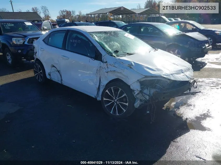 2017 Toyota Corolla Se VIN: 2T1BURHE3HC902533 Lot: 40841029